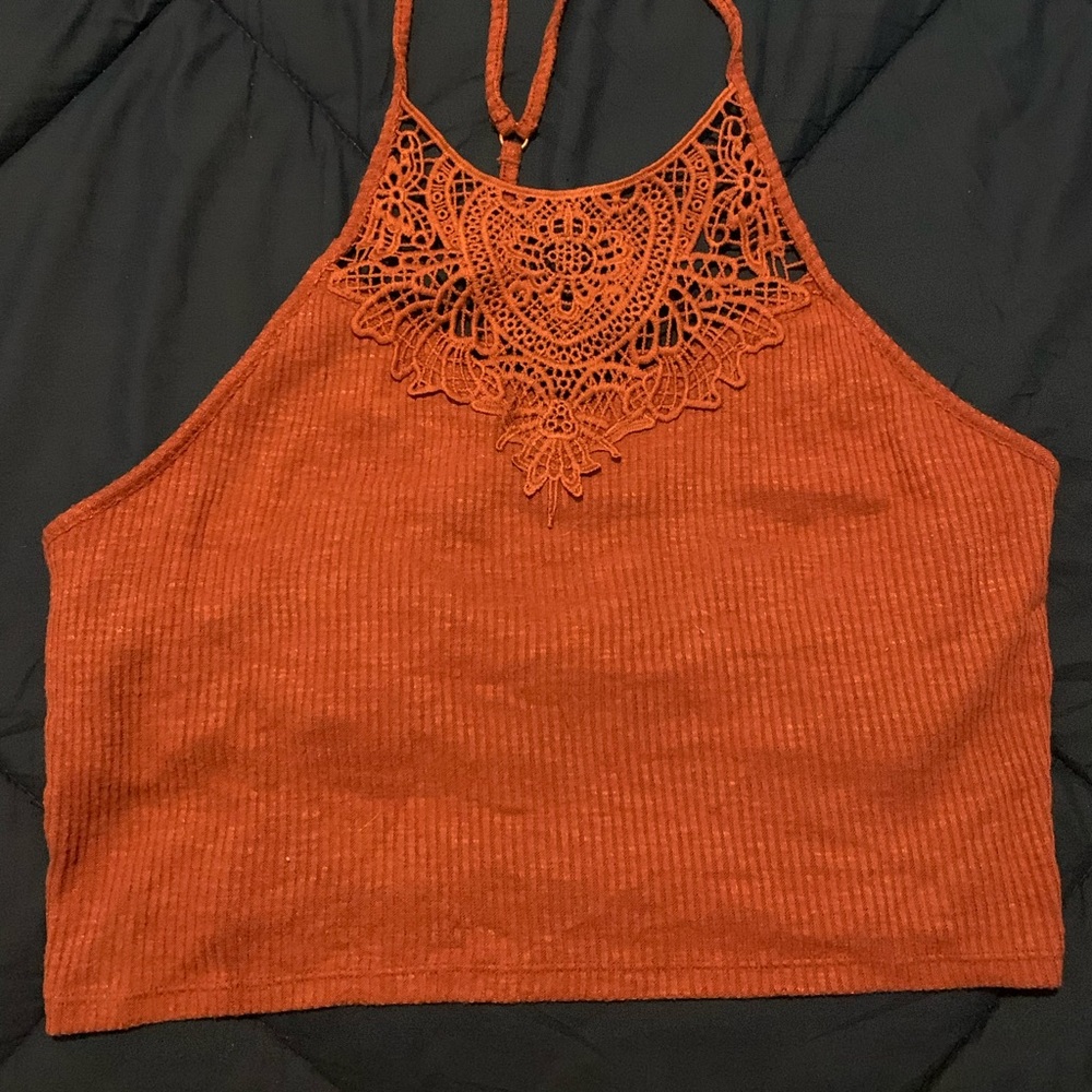 Orange cropped tank top size L